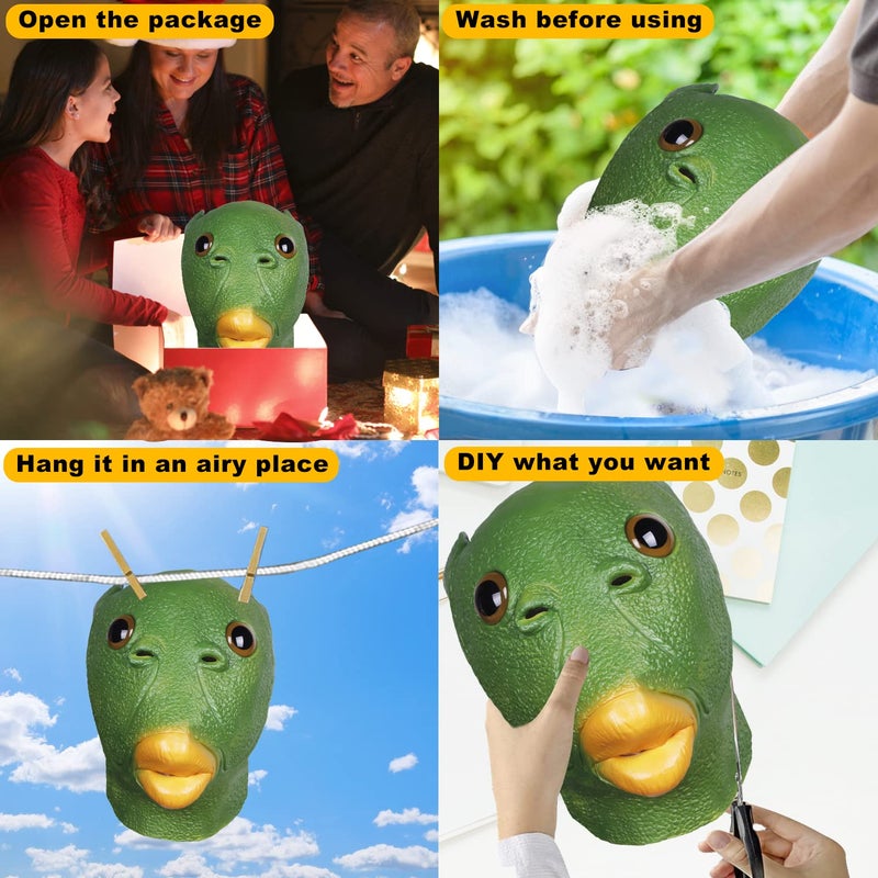 MOLEZU Green Fish Mask for Adult, Realistic Latex Full Head Funny Costume for Halloween Carnival Party Animal Cosplay Prop. - Image 4